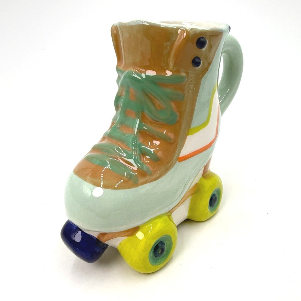 Room Essentials Roller Skate Mug Retro 70s 80s Style Teal Yellow Earthenware